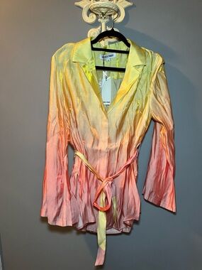 Andrea Iyamah Bata Yellow Hombre Satin Blouse